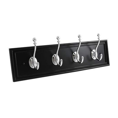 Hickory Hardware S077229-BLCH-6B Cottage Hook Rail, 20 Inch Long, Black with Chrome, 6 Each