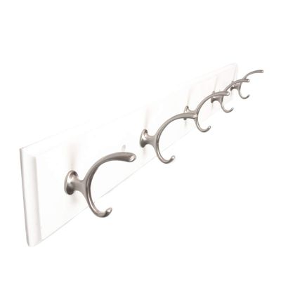 Hickory Hardware S077223-WSN-6B Luna Hook Rail, White with Satin Nickel, 6 Each