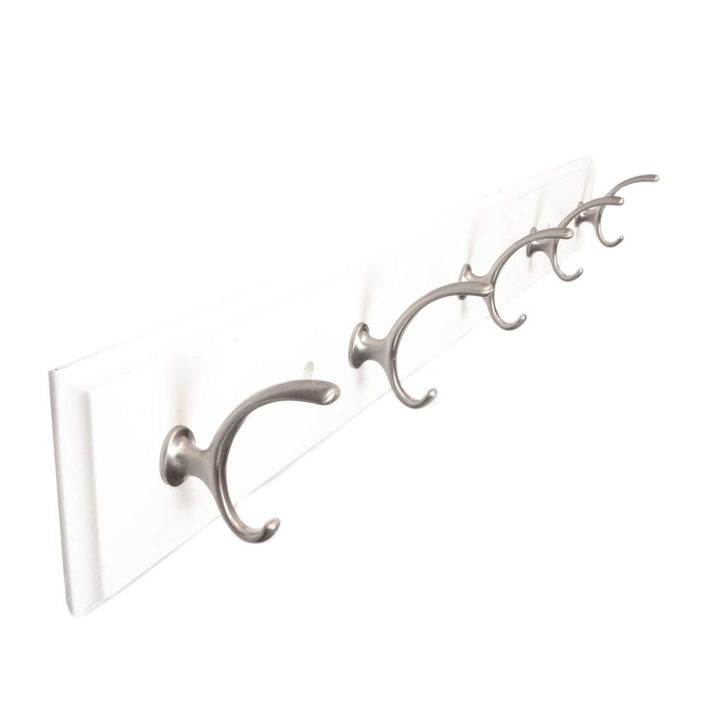 Hickory Hardware S077223-WSN-6B Luna Hook Rail, White with Satin Nickel, 6 Each