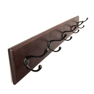 Hickory Hardware S077224-CO10B-6B Universal Hook Rail, Cocoa Wood Grain with Oil-Rubbed Bronze, 6 Each