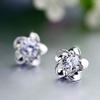 BansrirachaFashion Jewelry Crystal Five Leaves Flowers White AAA Zircon Amethyst 925 Sterling Silver Stud Earrings (Purple) view 2