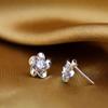 BansrirachaFashion Jewelry Crystal Five Leaves Flowers White AAA Zircon Amethyst 925 Sterling Silver Stud Earrings (Purple) view 4