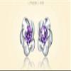 BansrirachaFashion Jewelry Crystal Five Leaves Flowers White AAA Zircon Amethyst 925 Sterling Silver Stud Earrings (White) view 3