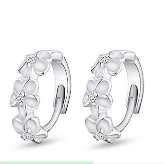 Bansriracha International Quality Certification Fashion Jewelry Flowers AAA Zircon 925 Sterling Silver Stud Earrings