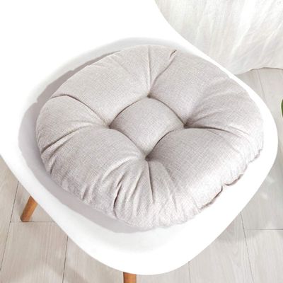 vctops 20" Round Bar Stool Cushion, Linen Fabric and Thick Padding, Comfortable Sitting for Round Wooden/Metal Stools Silver Grey