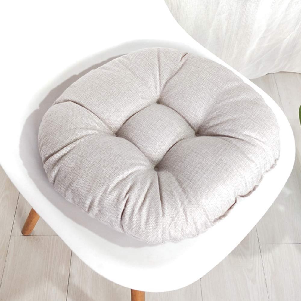 vctops 20" Round Bar Stool Cushion, Linen Fabric and Thick Padding, Comfortable Sitting for Round Wooden/Metal Stools Silver Grey