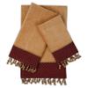 3-Piece Embellished Towel Set Red Geometric Cotton Microfiber view 1