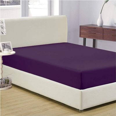 300 Thread Count Egyptian Cotton,Wrinkle Fade, Stain Resistant,Pure Natural 1 Fitted Bed Sheet Only with (15" inch deep Pocket)(Queen,Purple)