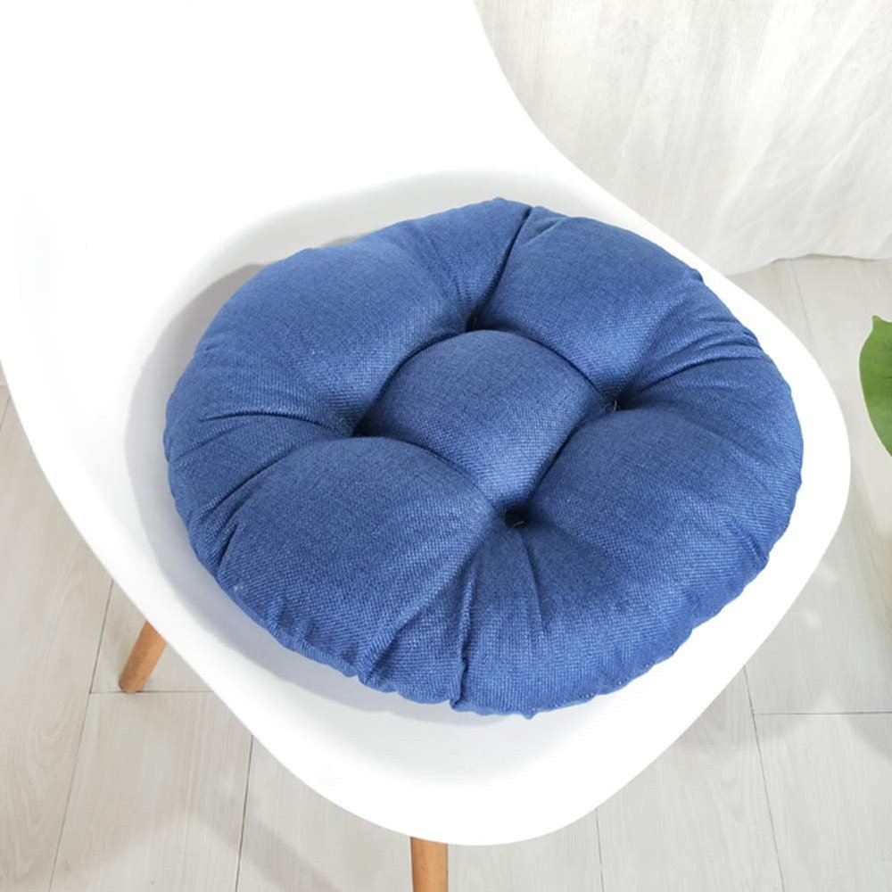 vctops 20" Round Bar Stool Cushion, Linen Fabric and Thick Padding, Comfortable Sitting for Round Wooden/Metal Stools Sapphire Blue