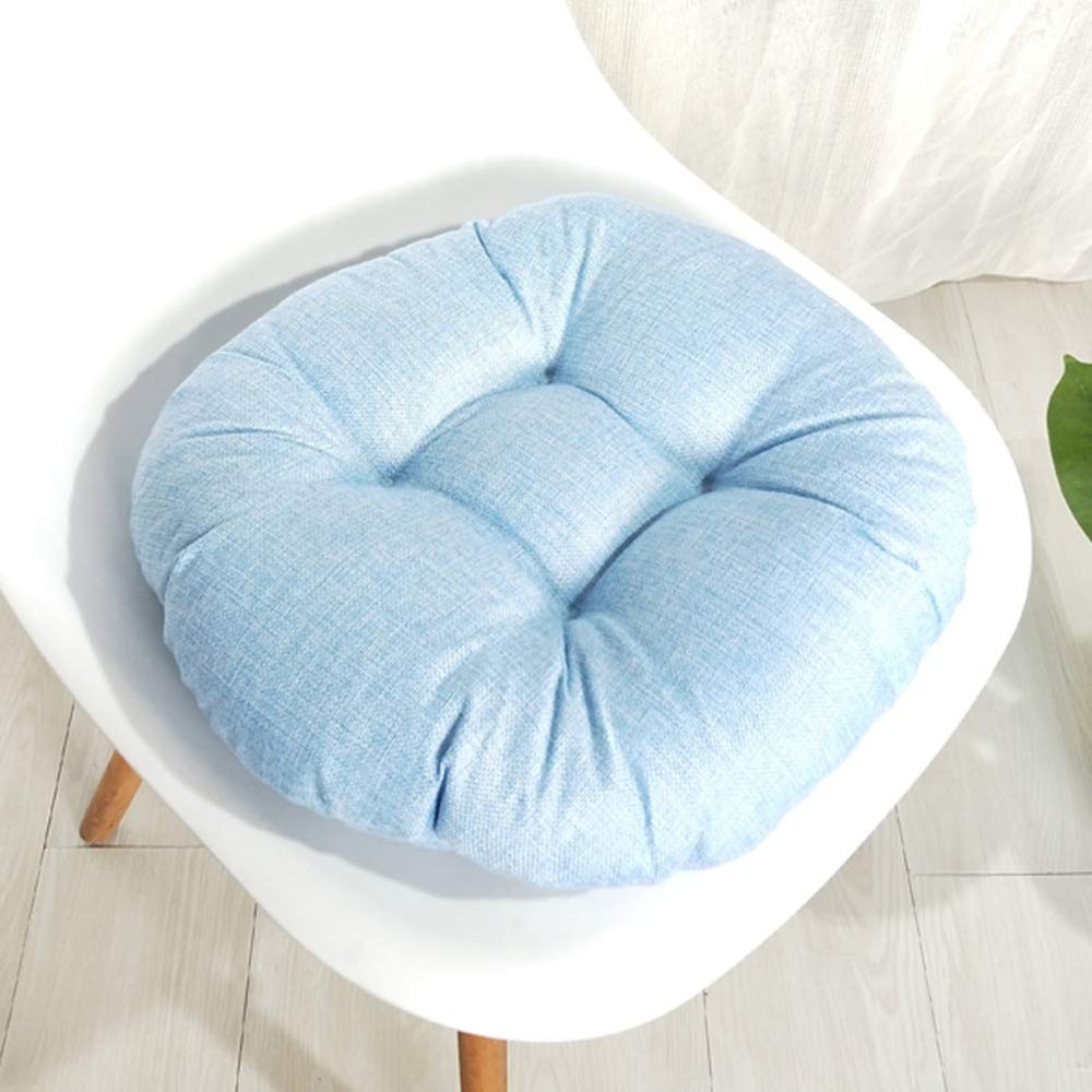 vctops 20" Round Bar Stool Cushion, Linen Fabric and Thick Padding, Comfortable Sitting for Round Wooden/Metal Stools QK Blue