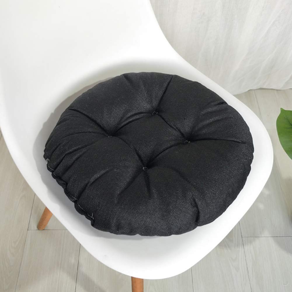 vctops 20" Round Bar Stool Cushion, Linen Fabric and Thick Padding, Comfortable Sitting for Round Wooden/Metal Stools Black