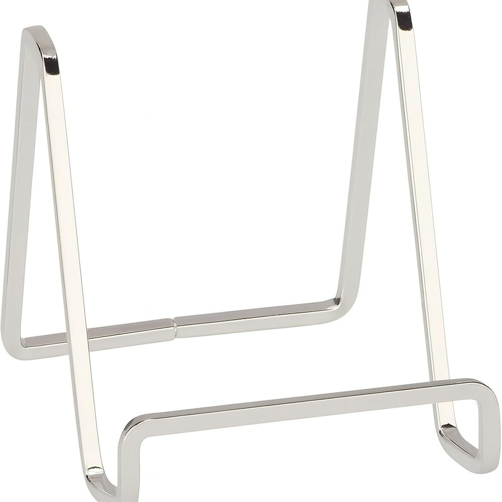 TRIPAR 3-Inch Metal Silver Plated Square Book Holder/Stand, Wire Mini Easel, Small Photo Stands for Table, Display for Picture Frames, Plaques & Plates