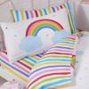 Price Right Home Rainbow Sky Striped Junior Toddler Bed Fitted Sheet and Pillowcase Set view 1