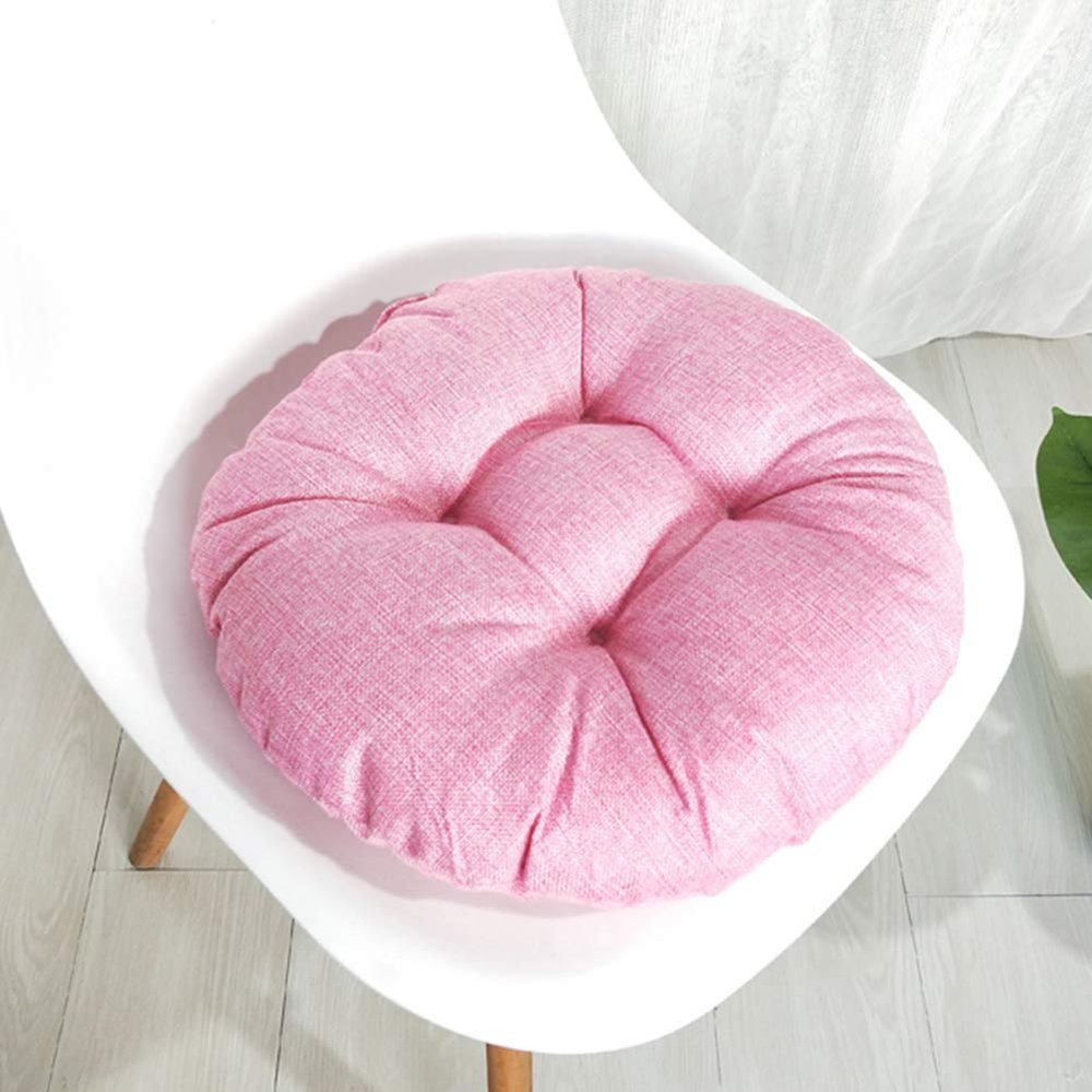 vctops 20" Round Bar Stool Cushion, Linen Fabric and Thick Padding, Comfortable Sitting for Round Wooden/Metal Stools Pink