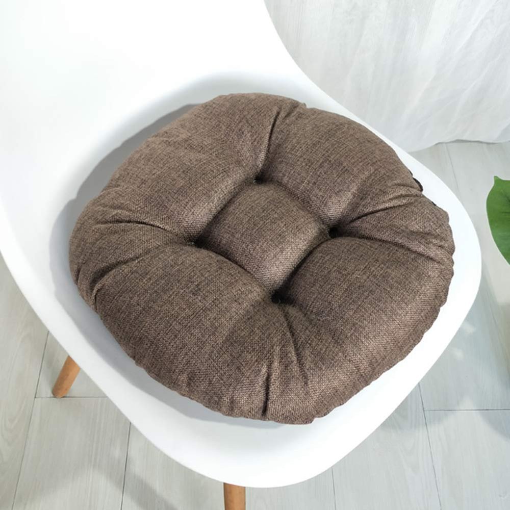 vctops 20" Round Bar Stool Cushion, Linen Fabric and Thick Padding, Comfortable Sitting for Round Wooden/Metal Stools Dark Coffee