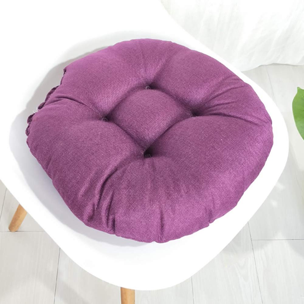 vctops 20" Round Bar Stool Cushion, Linen Fabric and Thick Padding, Comfortable Sitting for Round Wooden/Metal Stools Dark Purple