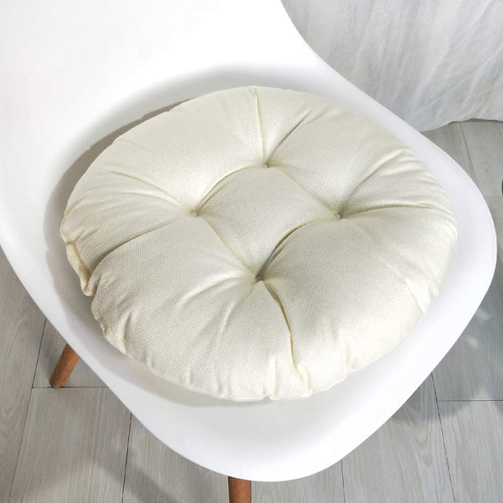 vctops 20" Round Bar Stool Cushion, Linen Fabric and Thick Padding, Comfortable Sitting for Round Wooden/Metal Stools Beige