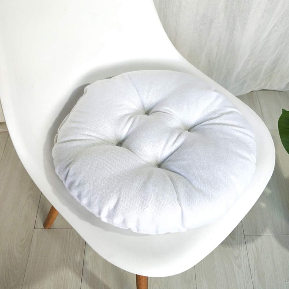 vctops 20" Round Bar Stool Cushion, Linen Fabric and Thick Padding, Comfortable Sitting for Round Wooden/Metal Stools White