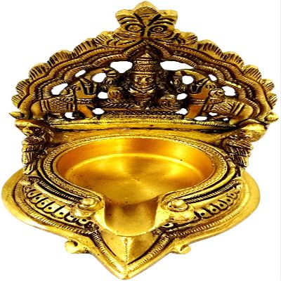 Brass Kamatchi Vilakku: Ashta-Lakshmi Oil Lamp Diya for Wealth & Prosperity