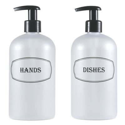 Bottiful Home 16 oz Plastic Kitchen Soap Dispenser Set (Frosted Clear)