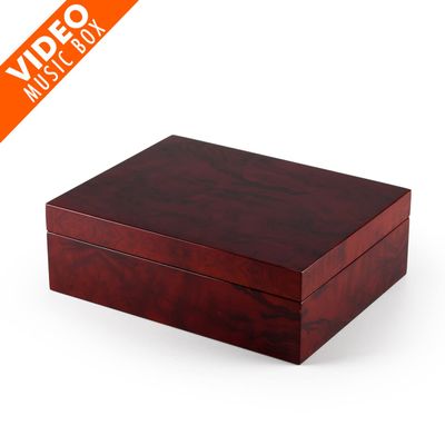 MusicBoxAttic Contemporary 30 Note Hi Gloss Burl Wood Finish 7" LCD Video Jewelry Box - Come Back to Sorrento