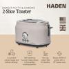 Haden Dorset 2 Slice Wide Slot Stainless Steel Toaster with Adjustable Browning Control & Non-Slip Feet, Putty & Chrome view 2