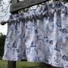 Nautical Beach House Vacation Home Lighthouse Sailboat Seashells Seahorse Starfish Ocean Decor White Window Curtain Valance view 4