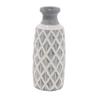 16-inch Traditional Ceramic Cylindrical Crisscross Vase Grey Mid-Century Modern Scandinavian Stoneware view 1