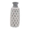 16-inch Traditional Ceramic Cylindrical Crisscross Vase Grey Mid-Century Modern Scandinavian Stoneware view 2