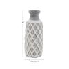 16-inch Traditional Ceramic Cylindrical Crisscross Vase Grey Mid-Century Modern Scandinavian Stoneware view 3