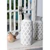 16-inch Traditional Ceramic Cylindrical Crisscross Vase Grey Mid-Century Modern Scandinavian Stoneware view 4