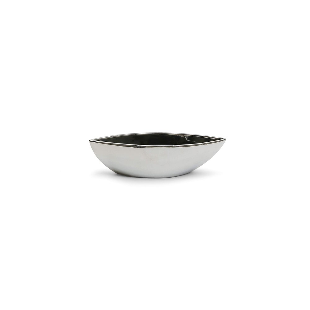 WGV Ceramic Boat Vase, Width 10"x2.56", Height 2.35", Silver Long Planter Terrarium Candle Holder for Wedding Event Office Home Decor, 1 Piece