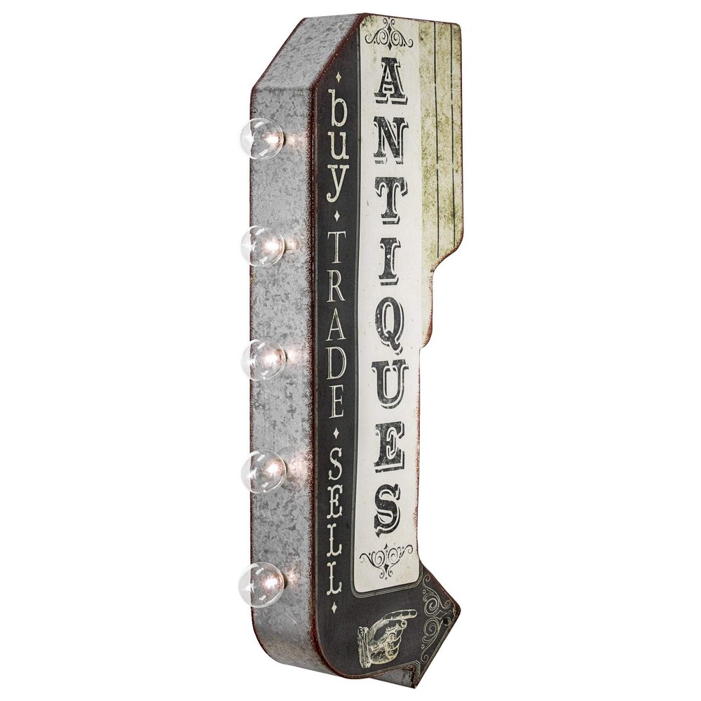 Antiques Buy Trade Sell Double Sided Off The Wall Led Marquee Light Up Arrow Sign for Bar Garage Or Man Cave - N/a Black Modern Contemporary Metal