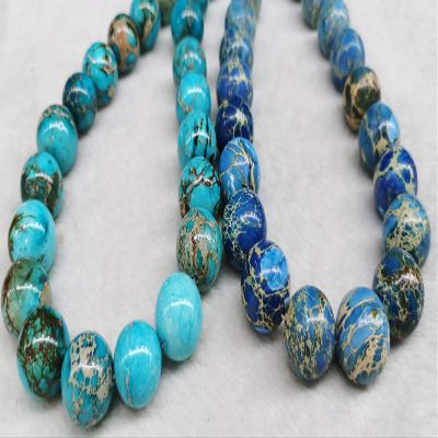 12mm Natural Imperial Jasper Aqua Blue Marble Gemstone Sapphire Blue Grey Blue Round Ball Loose Beads 16 inch (Royal Blue)