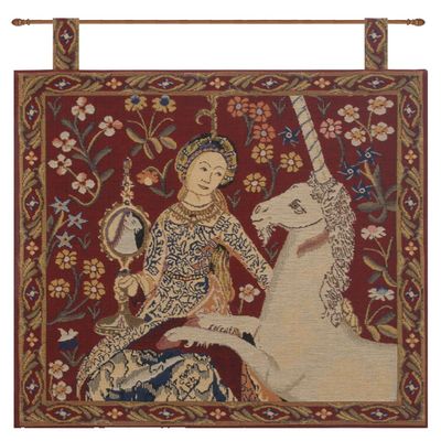 C Charlotte Home Furnishings Inc La Vue (With Loops) Belgian Tapestry Wall Hanging | Viscose Cotton and Polyester Blend Wall Art | 19 in. x 19 in | Home Decor Accents