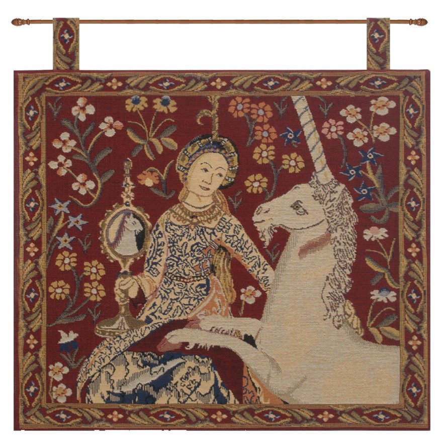 C Charlotte Home Furnishings Inc La Vue (With Loops) Belgian Tapestry Wall Hanging | Viscose Cotton and Polyester Blend Wall Art | 19 in. x 19 in | Home Decor Accents