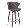 Armen Living Mynette 26" Faux Leather & Wood Swivel Counter Stool in Brown view 1