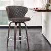 Armen Living Mynette 26" Faux Leather & Wood Swivel Counter Stool in Brown view 2