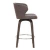 Armen Living Mynette 26" Faux Leather & Wood Swivel Counter Stool in Brown view 4
