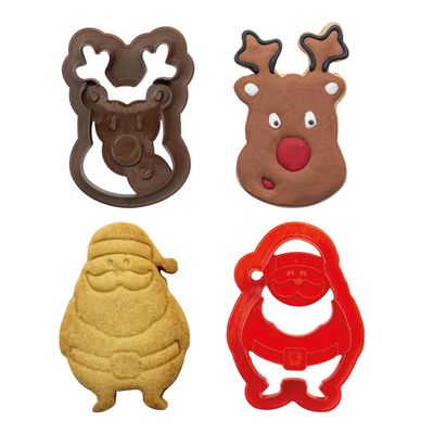 Decora Santa Claus and Reindeer Cookie Cutter Set of 2 8/7 X H 2,2 CM, Red
