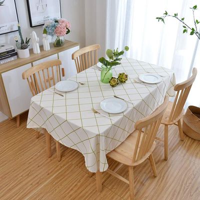 TALSOFA Plaid Embroidered Waterproof Tablecloth,Polyester Dust-Proof Anti-Scalding Table Cover for Family Gatherings Dinner Kitchen Decoration, 03,140x140cm
