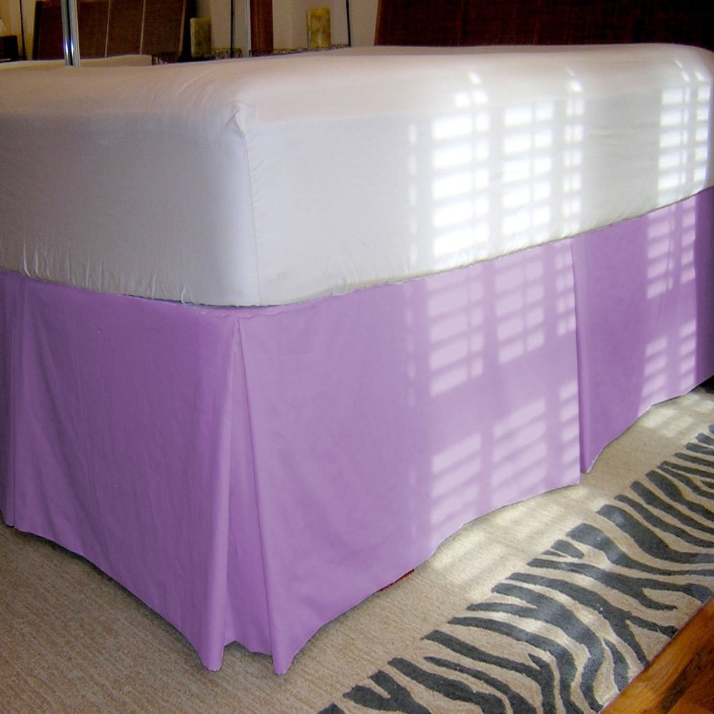 1 Piece Solid 20" Drop Tailored Bed Skirt 600TC Egyptian Cotton (Lavender, Queen)