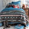 C&F Home Wyatt Southwestern Stripe and Graphic Shape Reversible Blue Quilt.in Maroon, Blue, and Brown Colors. Bedding Set FQ view 1