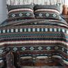 C&F Home Wyatt Southwestern Stripe and Graphic Shape Reversible Blue Quilt.in Maroon, Blue, and Brown Colors. Bedding Set FQ view 2