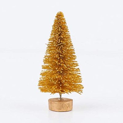 6 Pieces Gold Glittered Bottle Brush Trees for Holiday and Home Decorating or Crafting Projects