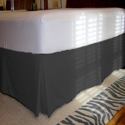 1 Piece Solid 20" Drop Tailored Bed Skirt 600TC Egyptian Cotton (Gray, Queen)