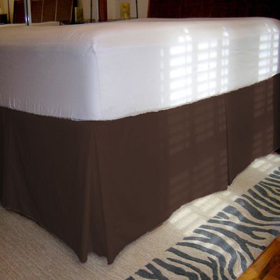 1 Piece Solid 20" Drop Tailored Bed Skirt 600TC Egyptian Cotton (Coffee, Queen)