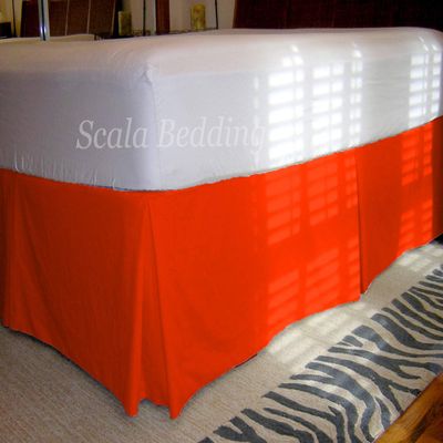 1 Piece Solid 20" Drop Tailored Bed Skirt 600TC Egyptian Cotton (Orange, Queen)