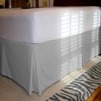 1 Piece Solid 20" Drop Tailored Bed Skirt 600TC Egyptian Cotton (Light Gray, Queen)