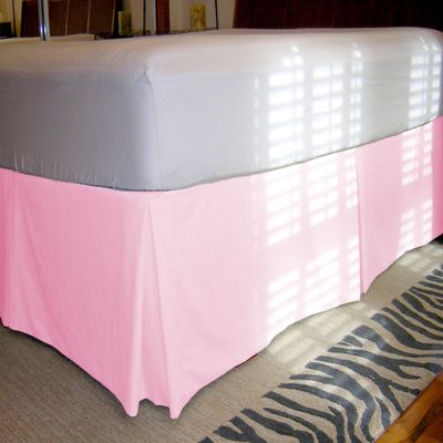 1 Piece Solid 20" Drop Tailored Bed Skirt 600TC Egyptian Cotton (Pink, Queen)